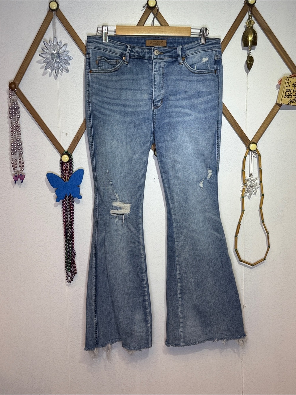 Judy Blue Light Blue Distressed Flare Jeans